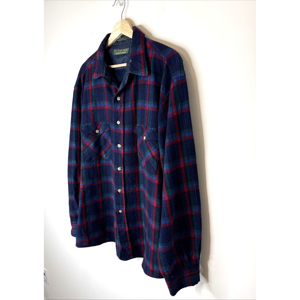 Vintage Levi's Sutter Creek Wool Flannel Plaid Button Up Shirt Korea Work Men XL